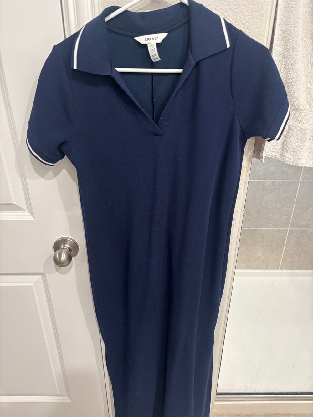 SPANX Navy Polo Dress with White Trim